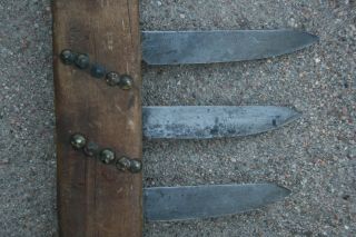Antique Native American War Club Plains Indian Sioux Triple Knife Blade Weapon