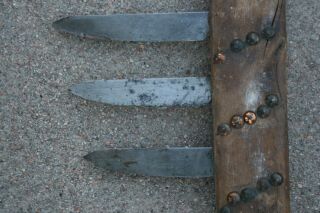 Antique Native American War Club Plains Indian Sioux Triple Knife Blade Weapon 5