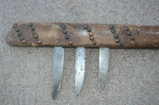 Antique Native American War Club Plains Indian Sioux Triple Knife Blade Weapon 6