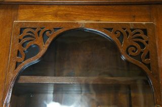 Antique Victorian Walnut Library Bookcase China Display Cabinet Fretwork 4