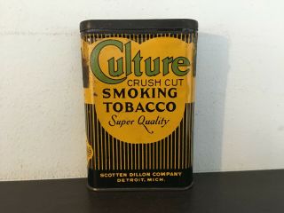 Vintage Empty Culture Pocket Tobacco Tin - Antique - Advertising