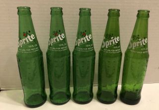 (6) Vintage Sprite Beverage Soda Pop Bottle Glass 10 Oz.  Mostly National Parks