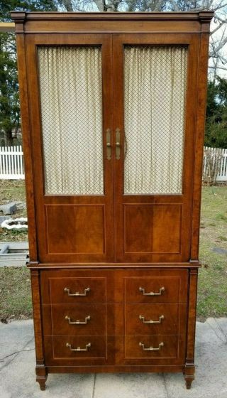 Vintage John Widdicomb Walnut Matching Double Armoire w/Center Vanity/Desk Set 2