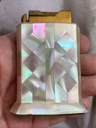 Vintage Elgin American Table Lighter With An Unusual Mother Of Pearl Design