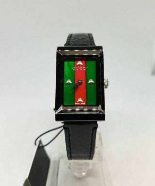Gucci Ya147403 G - Frame Green - Red Dial Ladies Leather Watch