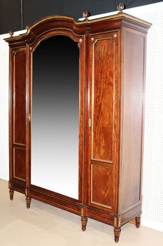 Fine French Carved Bronze Mounted Mirrored Grand Armoire C1880s Signed