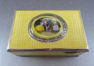Sterling & Yellow Enamel Singing Bird Box.  German Or Austrian? Needs Some Work