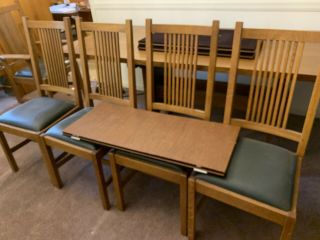 Stickley dining room table and chairs.  Buyer To Handle 5