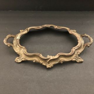 Vintage Art Nouveau Footed Brass Vanity Mirror Frame Only