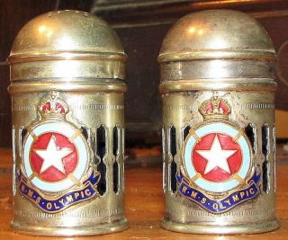 Antique Hallmarked Rms Olympic Silver Salt & Pepper Shakers Circa 1911
