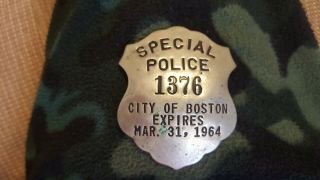 Vintage Rare Special Police 1376 City Of Boston Expires Mar.  31,  1964 Badge
