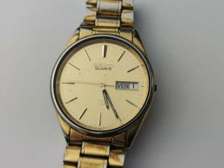 Seiko Sq 8123 - 8000 Mens Quartz Day / Date Watch,  Gold Colour,  For Repair