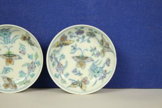 A Chinese doucai butterfly dishes with bat/peach marks Qing dynasty 5