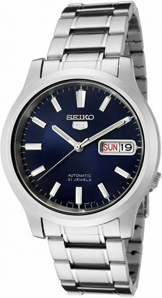 Seiko 5 Automatic Blue Dial Silver Stainless Steel Men’s Watch Sn