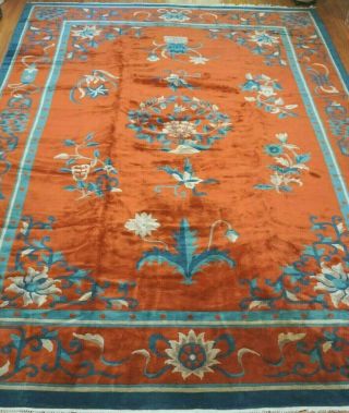 Indo - Chinese Peking Style Hand Knotted Wool Oriental Rug Hand - Washed 12 