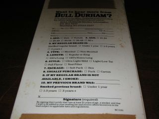 Bull Durham - Vintage Cigarette Advertising Hat/Promo 1990 ' S BLACK CORDUROY NOS 3