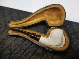Hand Carved “claw” Meerschaum Pipe With Case