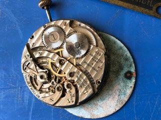 Vintage 1929 South Bend 429 19j Pocket Watch Movement - - For Repair /parts