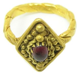 9th Century Ad Anglo - Saxon Carolingian Period Gold And Garnet Ring Size 5