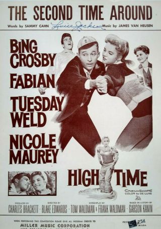 The Second Time Around 1960 High Time Bing Crosby Tuesday Weld Vtg Sheet Music