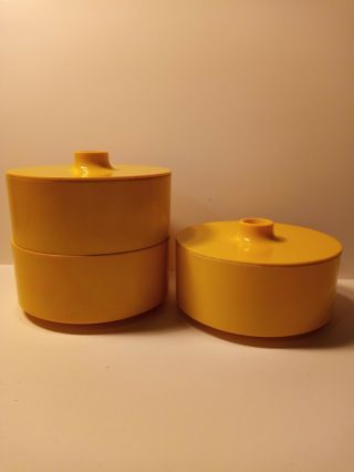 Vintage Heller Massimi Vignelli Yellow Melamine Covered/stackable Bowls