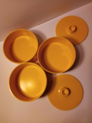 Vintage Heller Massimi Vignelli Yellow Melamine Covered/Stackable Bowls 2