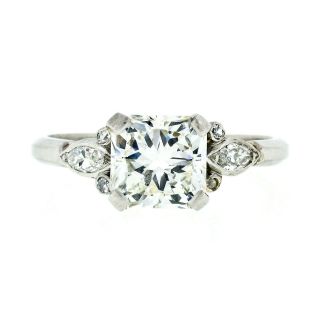 Antique Art Deco Platinum 2.  34ctw Gia Radiant & Marquise Diamond Engagement Ring