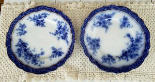 2 Vintage Henry Alcock Touraine Plates 8 - 1/2 " Flow Blue Semi Porcelain England