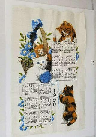 Vtg Kay Dee Designs Curious Kittens 1990 Wall Hanging Calendar 16.  5 X 26.  5