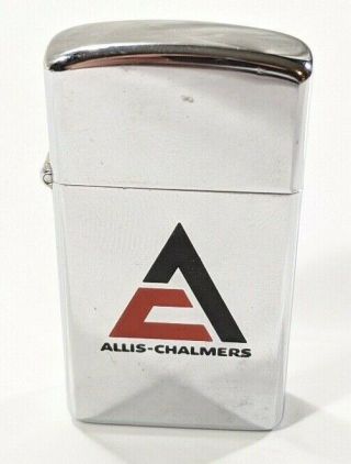 1982 Allis - Chalmers Zippo Slim Pocket Lighter Very Advertising Estate Find