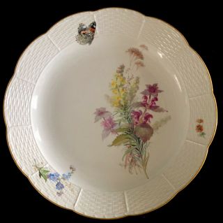 Huge Antiques meissen porcelain Serving Bowl Art Nouveau Naturalistic 2