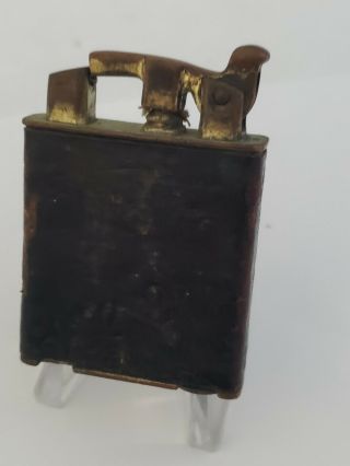 Vintage 1920s Carlton Automatic Leather Brass Lift Arm Petrol Lighter Kum - A - Part