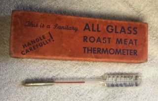 Rare Vintage Glass Roast Thermometer From The Ohio Thermometer Company