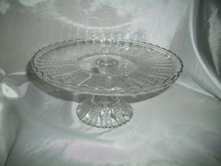 Vintage Clear Glass Dainty Cake Plate On Pedestal Stand 9 3/8 "