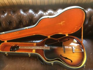 1959 Gibson Tg - 50 Tenor Guitar Sunburst Jazz Archtop Excelsior Case Key Vintage