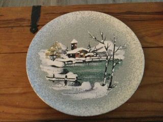 Vintage Italian / Italy Charger / Plate Hand Painted Winter Scene 13”