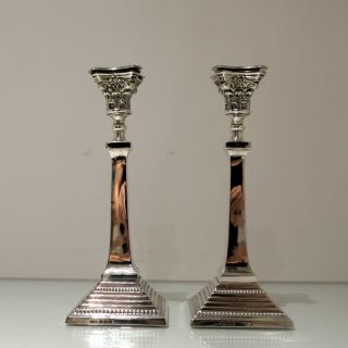 Early 20th Century Antique George V Sterling Silver Candlesticks Birmingham 1913