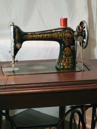 Museum Quality Antique Red Eye Singer Treadle Sewing Machine Model 66 3