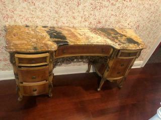 Antique Marble Top Vanity Or Console Table Or (sink)