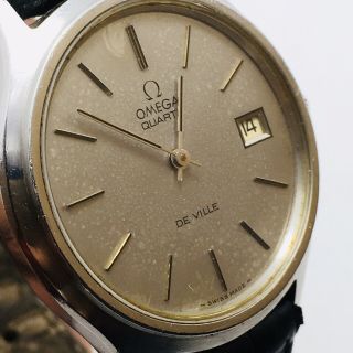 Vintage OMEGA DEVILLE Men’s Quartz Move Wrist Watch Day/dt Acier Inoxydabl Swiss 4