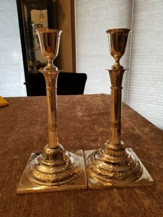 A Very Early Antique Judaica Silver Candlesticks.  Poland,  1830s Handmade