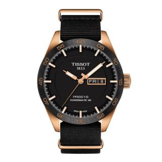 Tissot Swiss Prs516 Powermatic 80 Gold Case Black Dial Watch T1004303705101