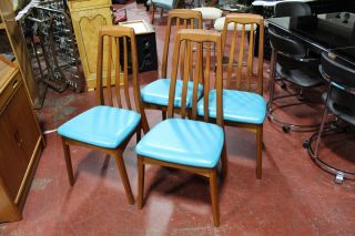 Benny Linden Design Danish Mid Century Modern Teak Dining Chairs Set Of 4