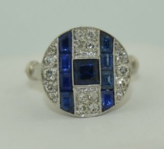 Art Deco Platinum & 18k Diamond And Sapphire Ring