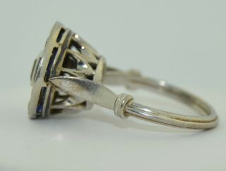 Art Deco Platinum & 18K Diamond and Sapphire Ring 4