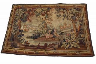 Antique French Handmade Aubusson Tapestry Vintage Wall Hanging | 170 X 130 Cm