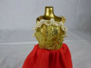 Vtg 70s Topper Dawn Doll Outfit Bouffant Bubble Complete 711 Gold Orange Dress 2