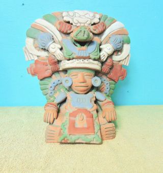 Vintage Pre - Columbian Mexican Aztec Mayan Inca Style Clay Folk Art Pottery