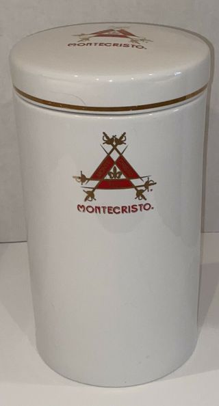 Montecristo Ceramic Cigar Humidor Canister Jar Rare