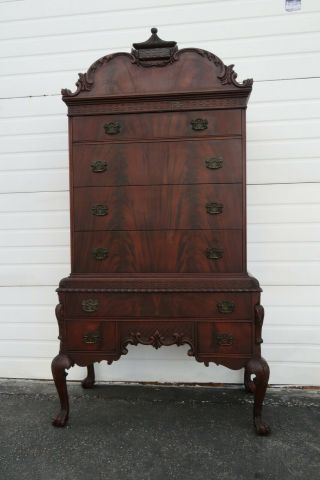 Mahogany Chinses Chippendale Highboy Chest Of Drawers With Secretary Desk 1762